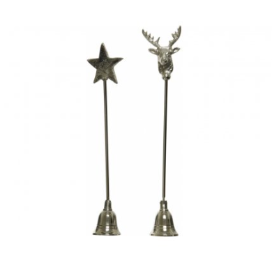 Stsg. stsgs head candle snuffer. silver stag. christmas. candle, country homes