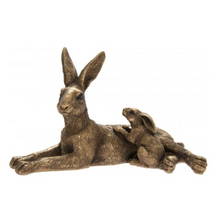 Load image into Gallery viewer, BRONZE RESTING MOTHER &amp; BABY HARE
