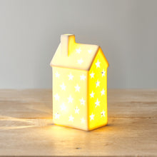 Load image into Gallery viewer, Scandi Inspired Nordic LED Light Up House. matte white ceramic house. Similar Charlested and Neptune. layered lounge, 
