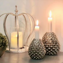 Load image into Gallery viewer, Silver Pinecone Candle holder Hill Interiors Ltd Luxury
