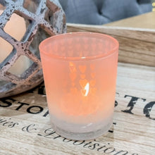 Load image into Gallery viewer, PINK &amp; WHITE HEART TEALIGHT HOLDER
