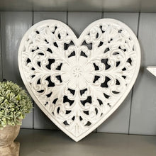 Load image into Gallery viewer, RUSTIC WHITE CARVED HEART PANEL SMALL
