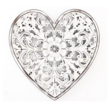 Load image into Gallery viewer, RUSTIC WHITE CARVED HEART PANEL SMALL
